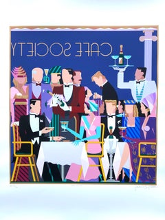 Famous rare serigraph "Cafe Society" from the Cafe Society series