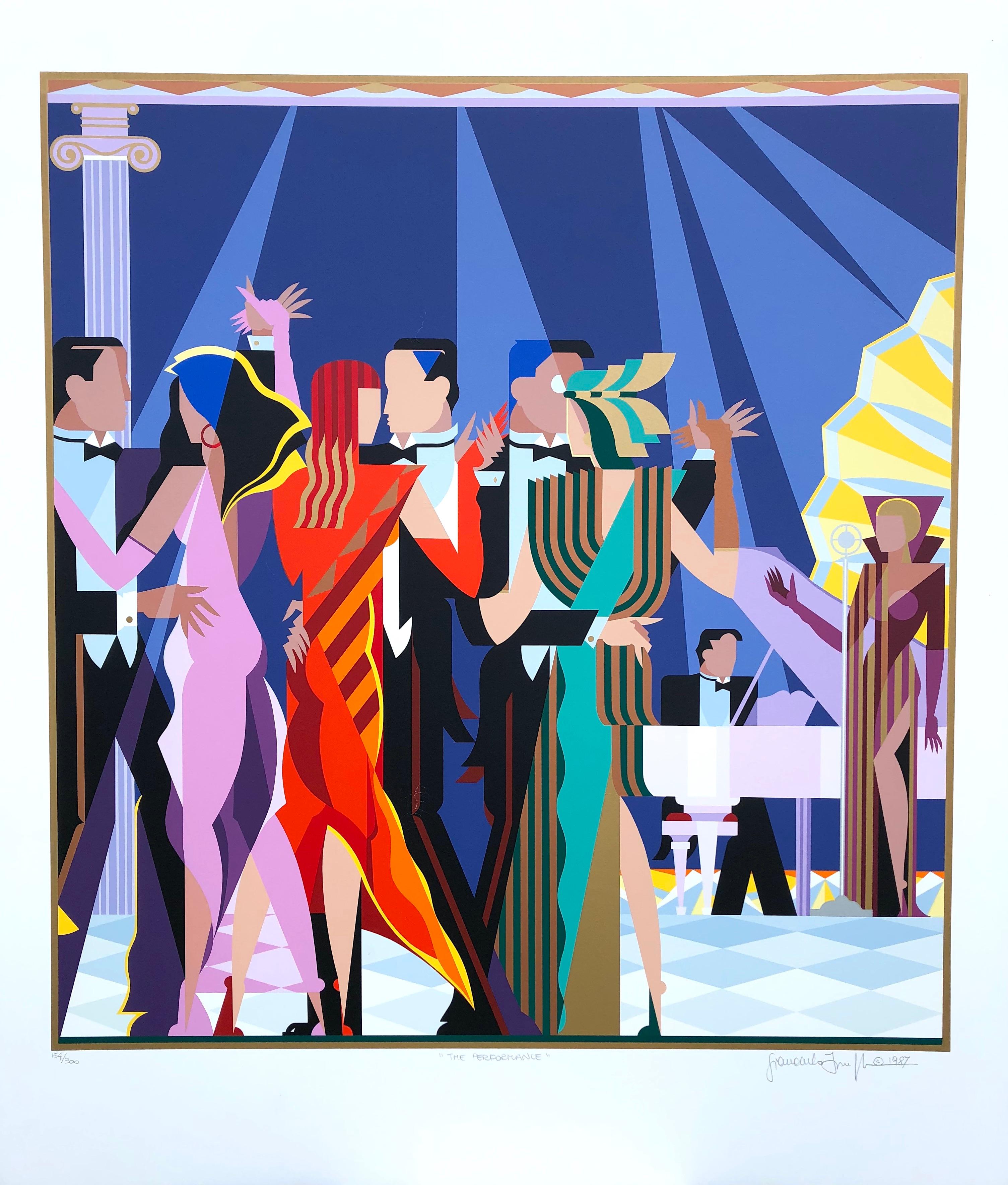 Giancarlo Impiglia Figurative Print - Rare serigraph "The Performance" from the Cafe Society series