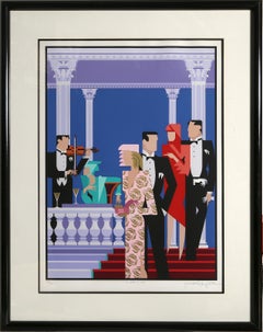 Die Party ist vorbei, Art Deco Siebdruck von Giancarlo Impiglia