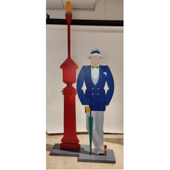 Giancarlo Impiglia, "The Appointment," acrylic on wood 1980 - Art Deco