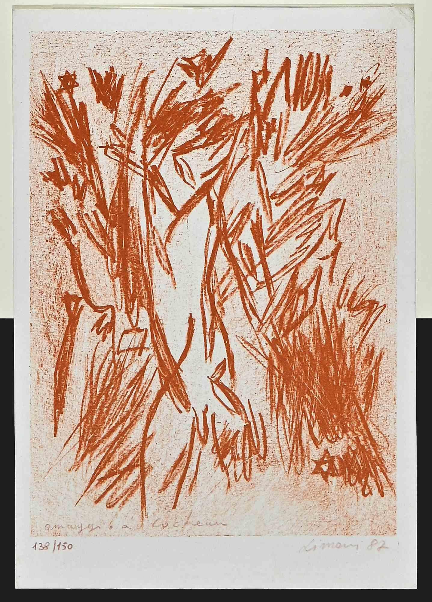 Hommage à Jean Cocteau  Lithographie de Giancarlo Limoni - 1987 