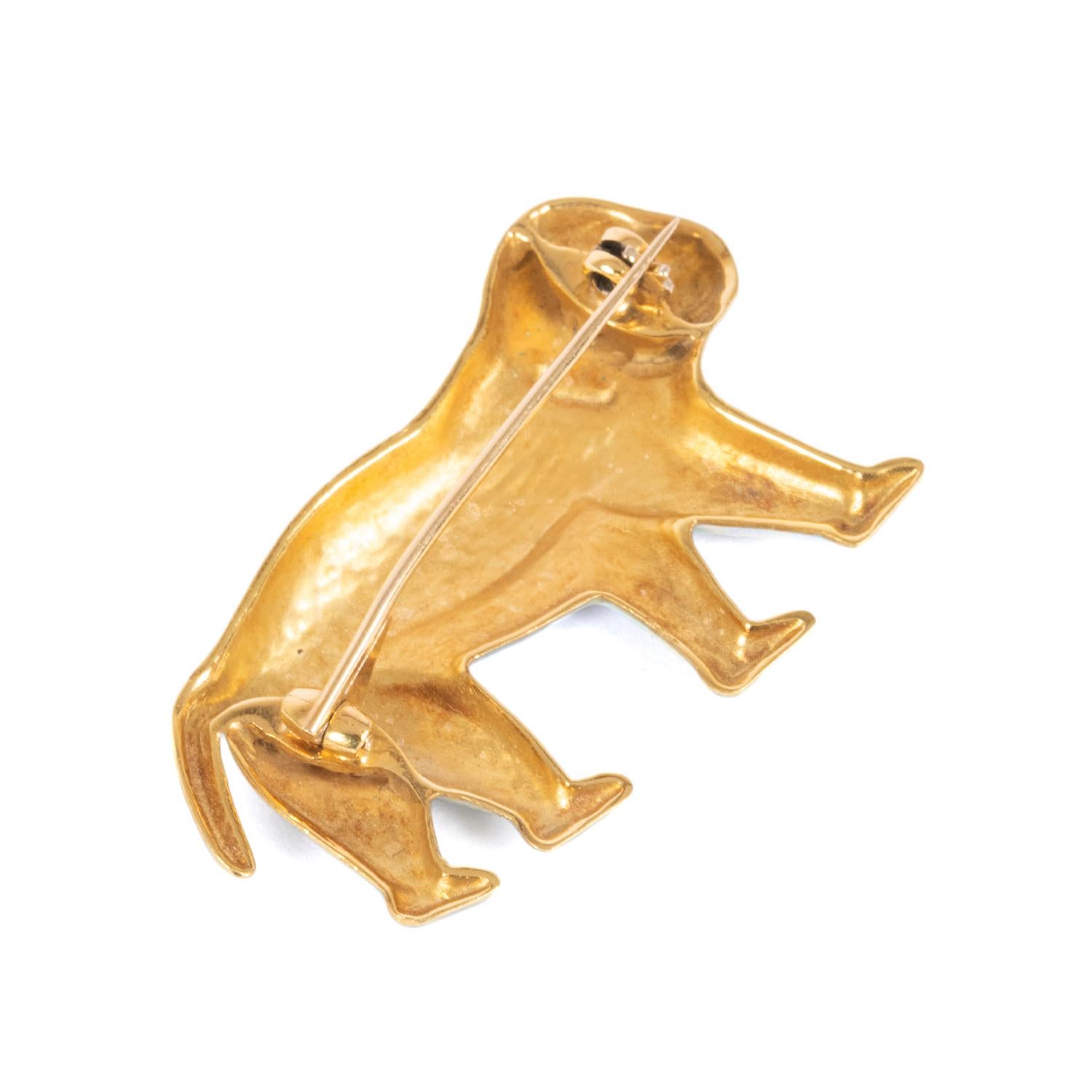 Giancarlo Montebello 18 K Gold Burgundy Enamel Monkey Brooch In New Condition For Sale In Bari, IT