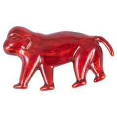 Giancarlo Montebello Affenbrosche, 18 K Gold Burgunderrote Emaille, Affenbrosche