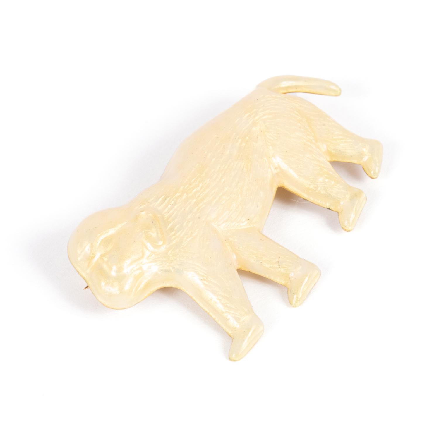 Beautiful Giancarlo Montebello.  18 K Gold white enameled monkey brooch, perfect for everyday wear.
