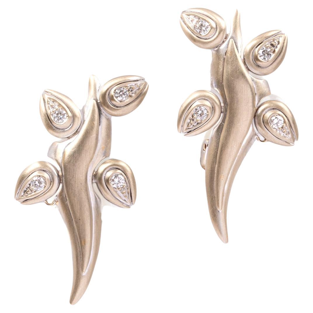 Giancarlo Montebello 18 K Grey Gold Diamonds "Hommage" Earrings