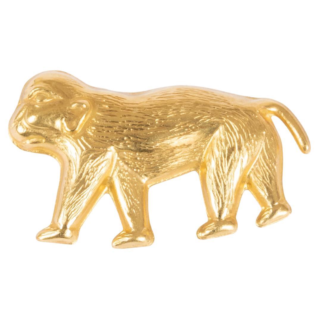 Giancarlo Montebello 18 K Yellow Gold Monkey Brooch For Sale