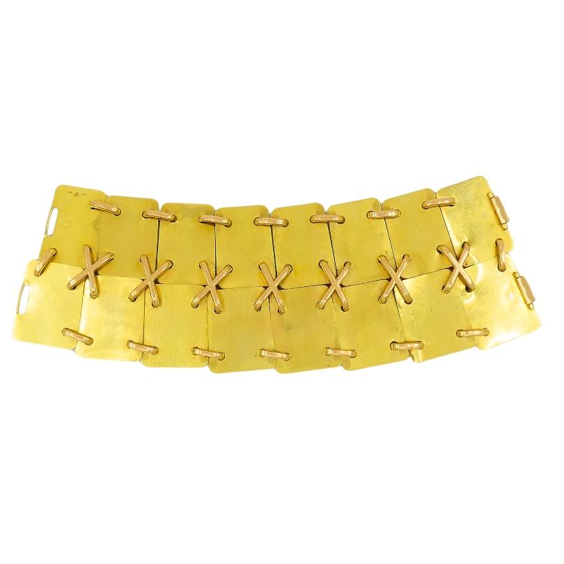 Giancarlo Montebello 18k Gold Fiches Bracelet Architectural Jewelry In Excellent Condition For Sale In Beverly Hills, CA
