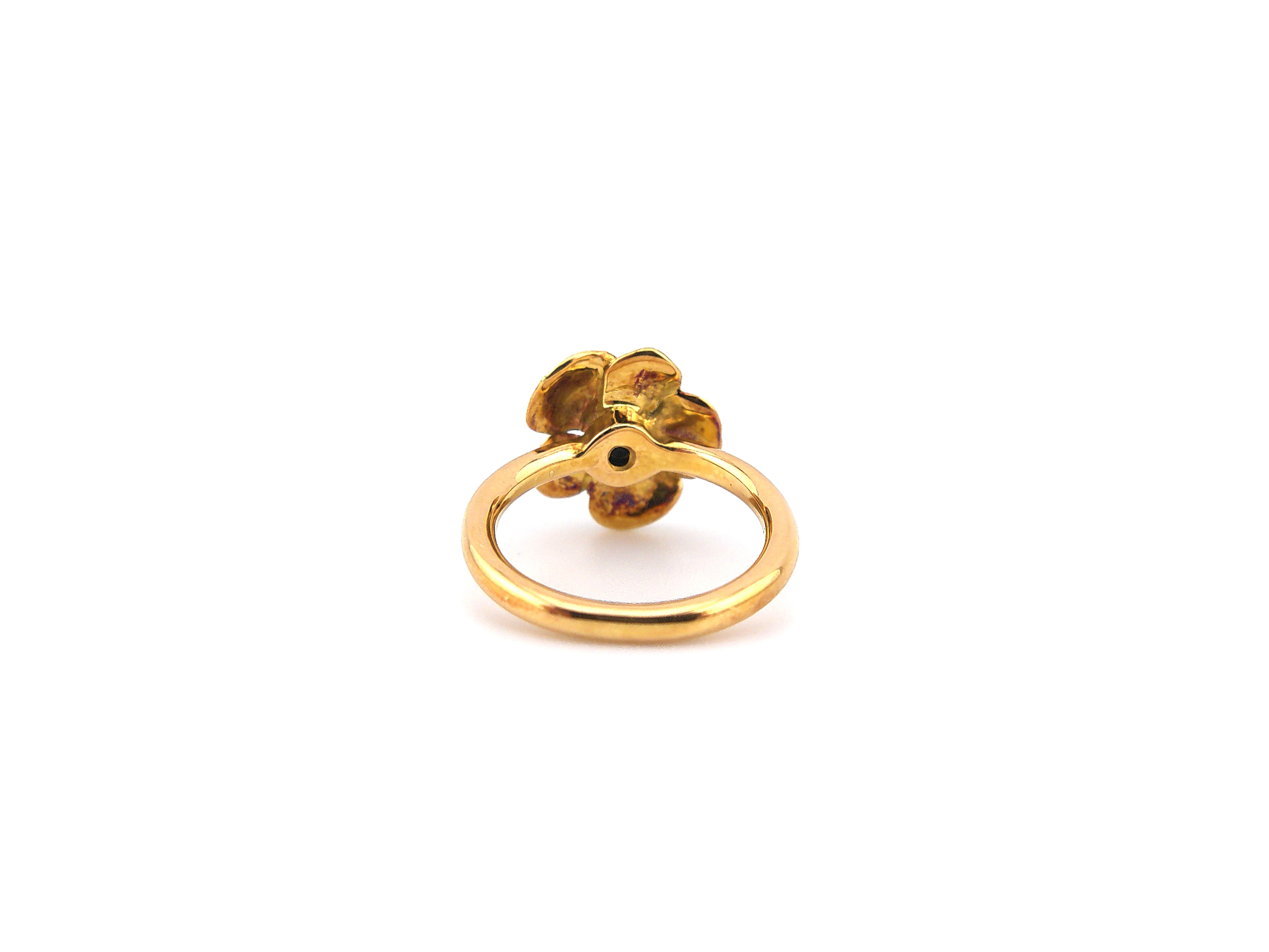 Brilliant Cut Giancarlo Montebello Anello Fiore Pansè in Oro 18 kt Smalto e Brillanti