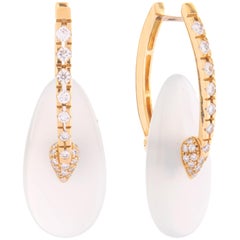 Giancarlo Montebello Diamonds and Adularia 18 Karat Yellow Gold "Bomba Earrings"