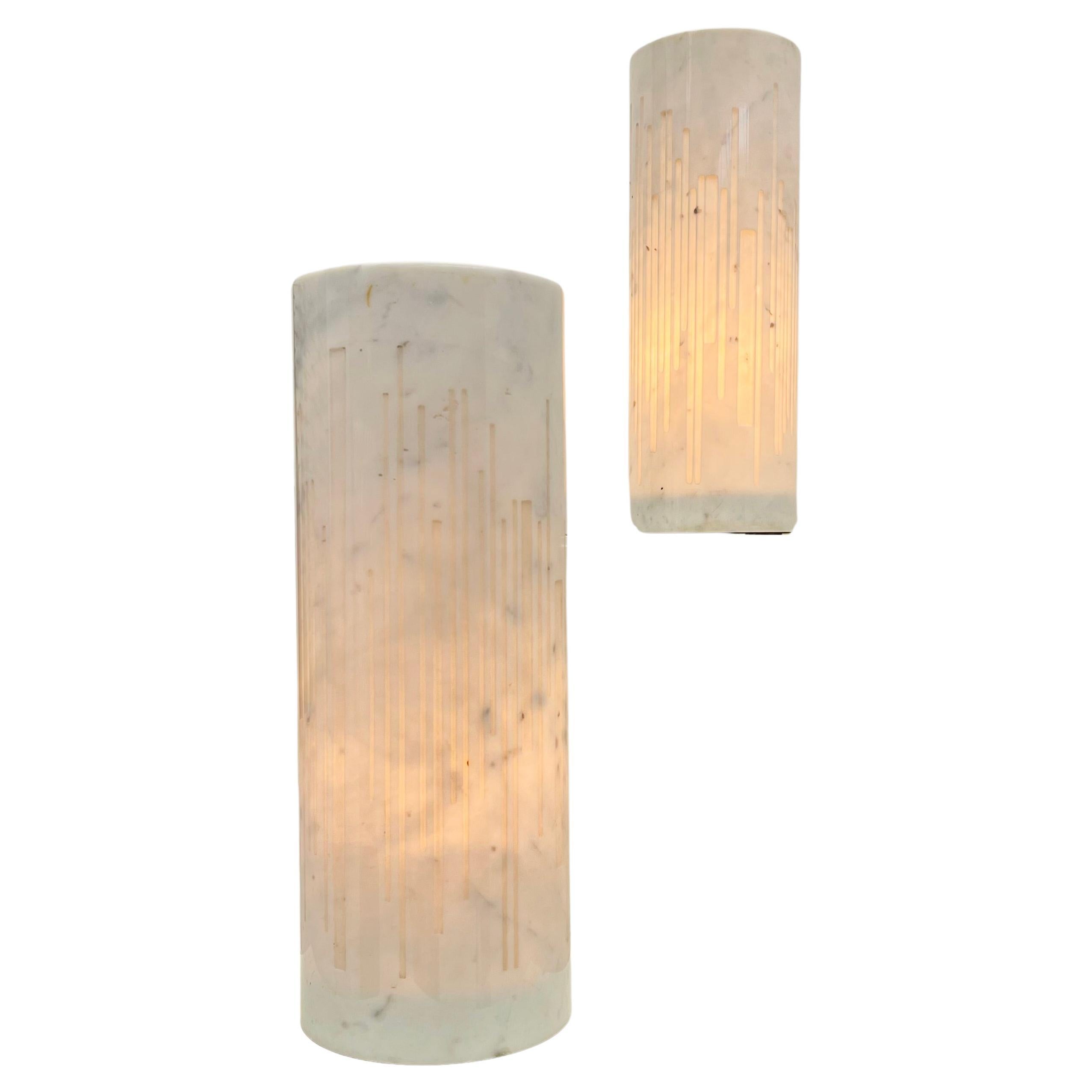 Giancarlo Patuzzi pour Gruppo NP2 - Paire de lampes de table "Cilindro luminoso" en vente