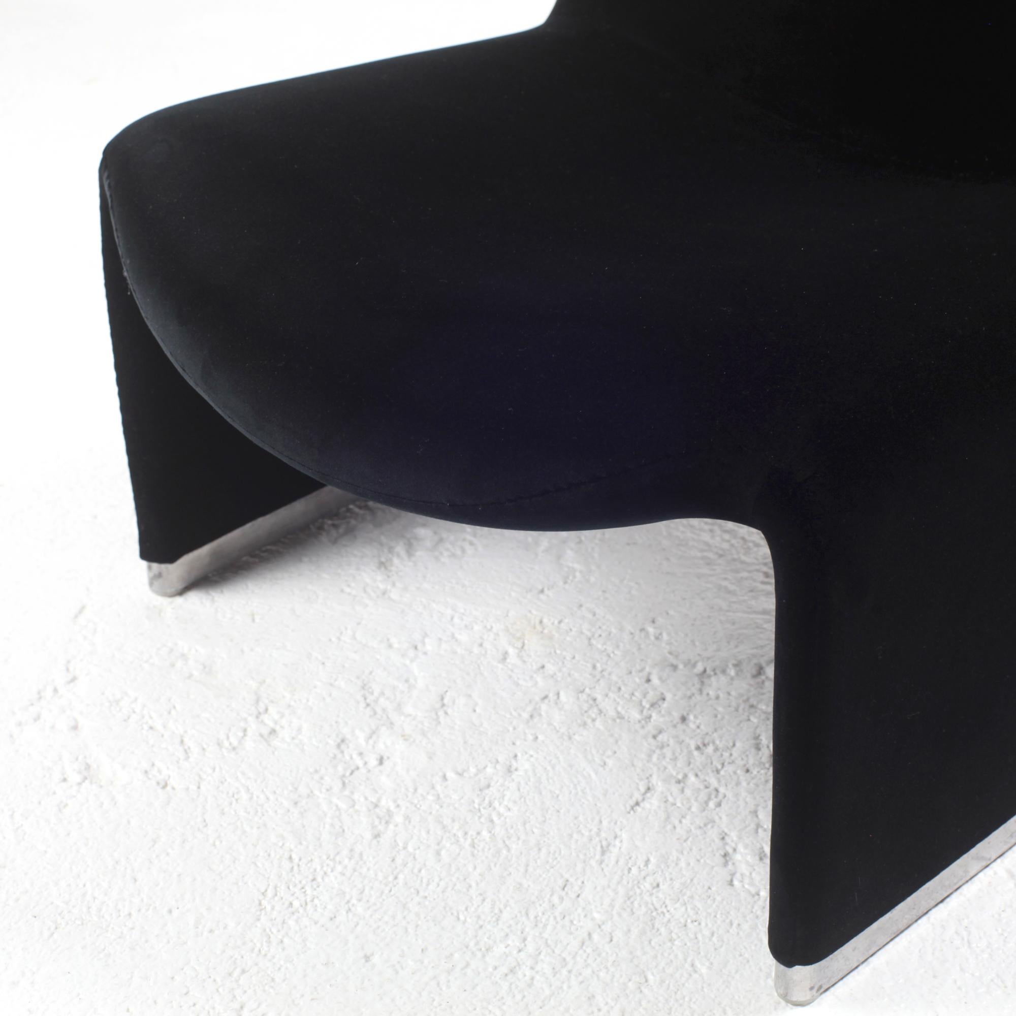 Giancarlo Piretti “Alky” Chair in New Black Velvet, for Castelli Italy, 1970s 4