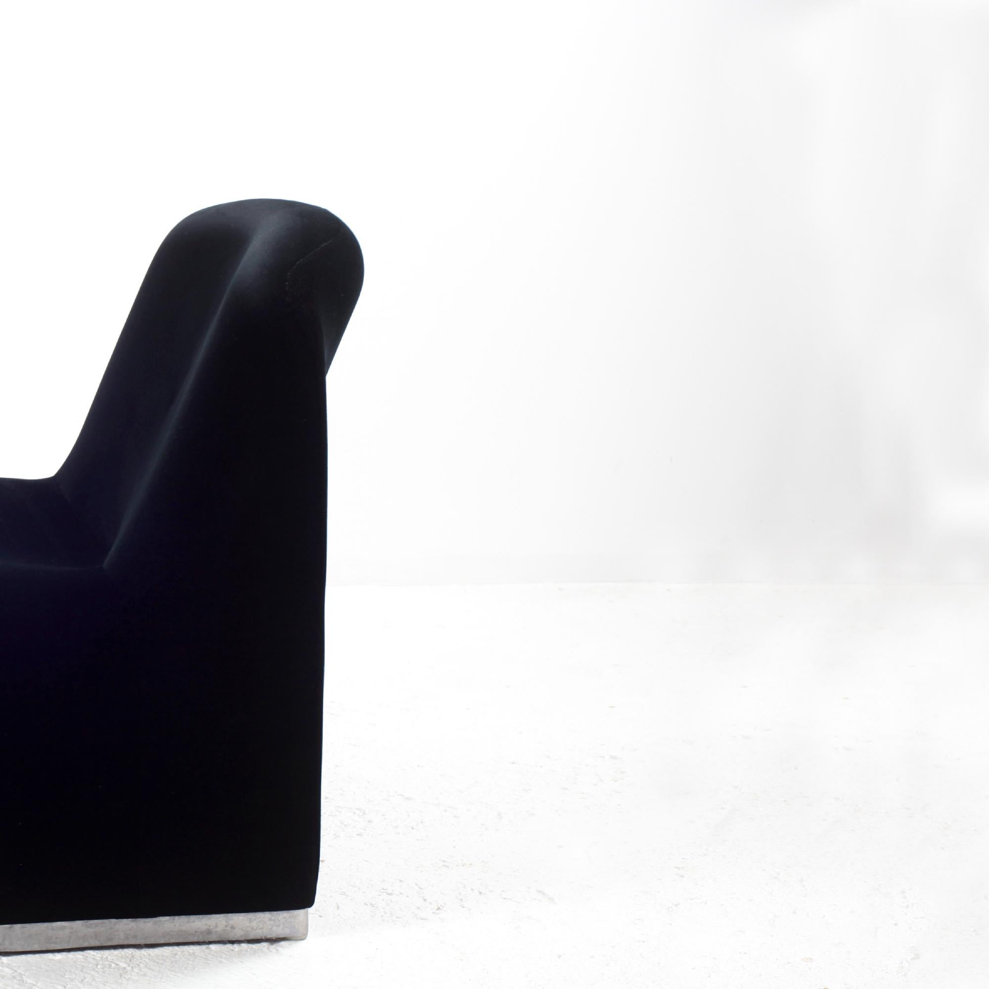 Giancarlo Piretti “Alky” Chair in New Black Velvet, for Castelli Italy, 1970s 6