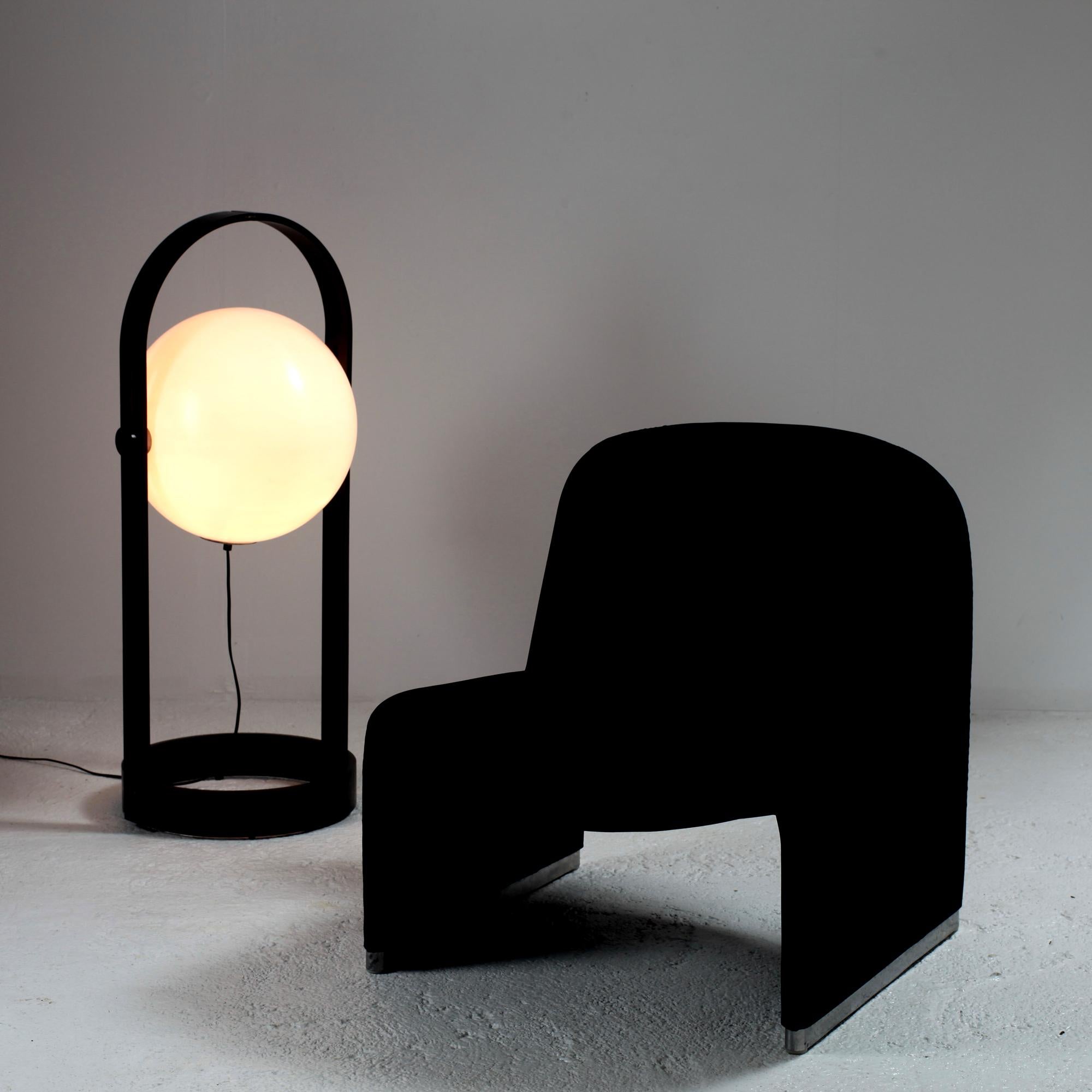 Giancarlo Piretti “Alky” Chair in New Black Velvet, for Castelli Italy, 1970s 9