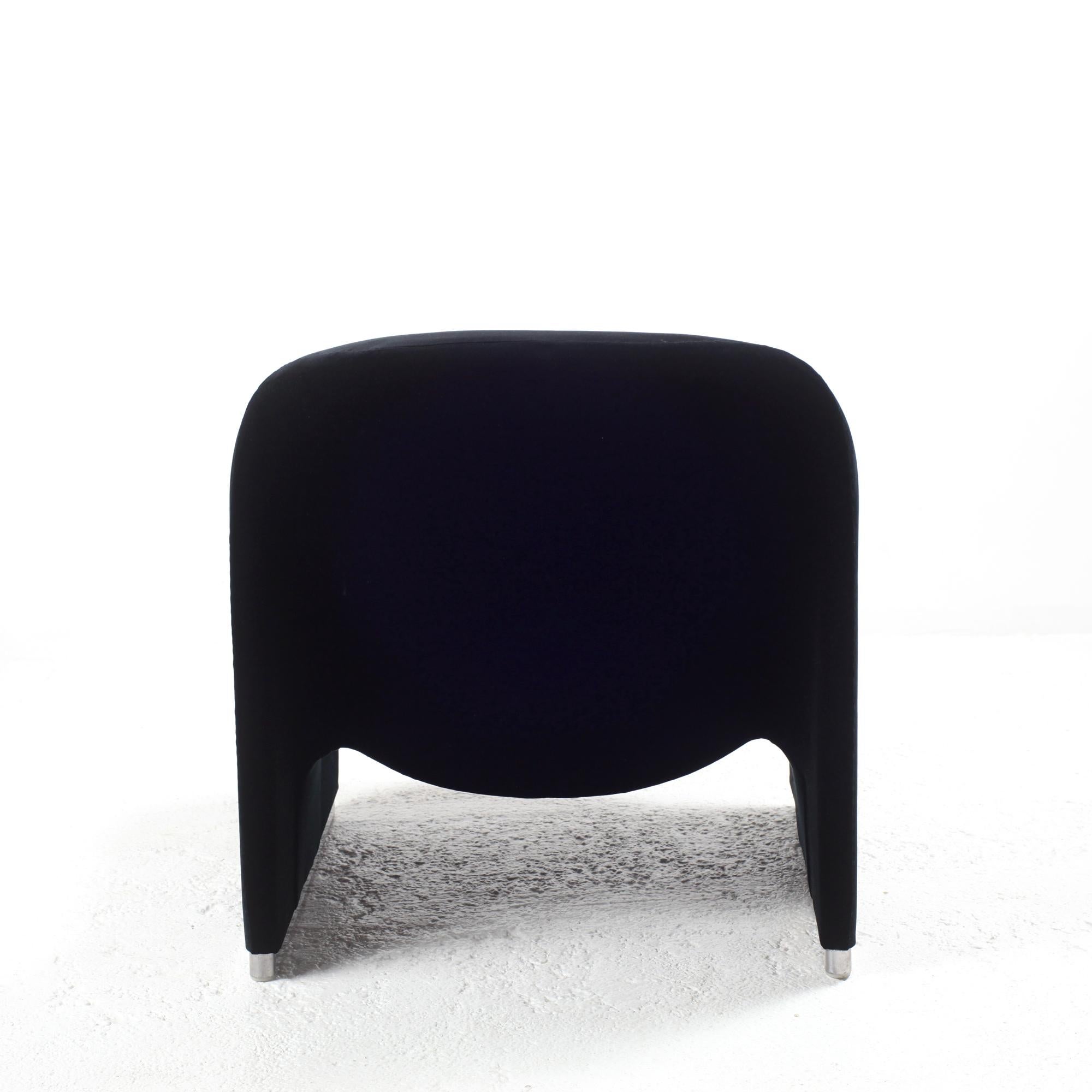 Italian Giancarlo Piretti “Alky” Chair in New Black Velvet, for Castelli Italy, 1970s
