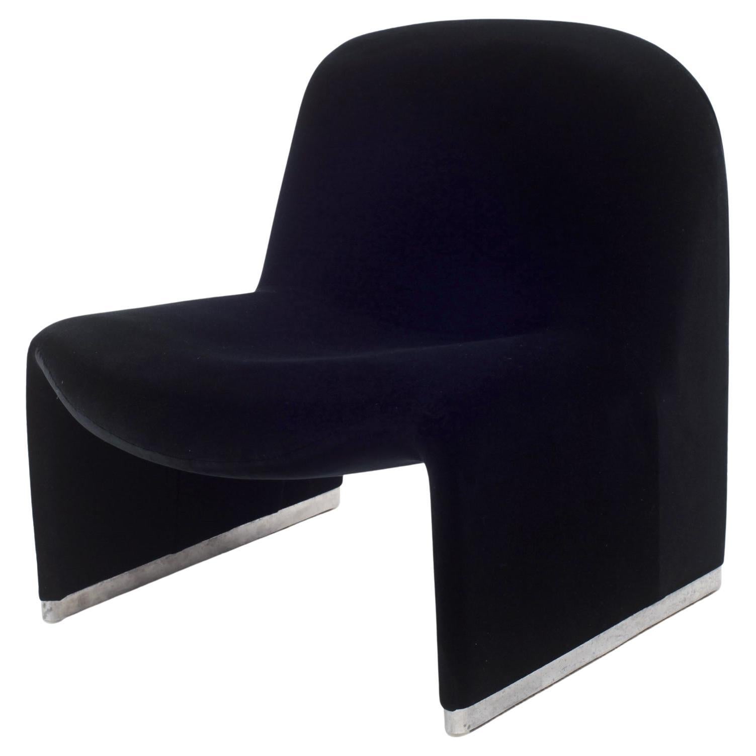 Giancarlo Piretti “Alky” Chair in New Black Velvet, for Castelli Italy, 1970s