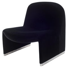 Chaise Alky de Giancarlo Piretti en nouveau velours noir, pour Castelli Italie, années 1970