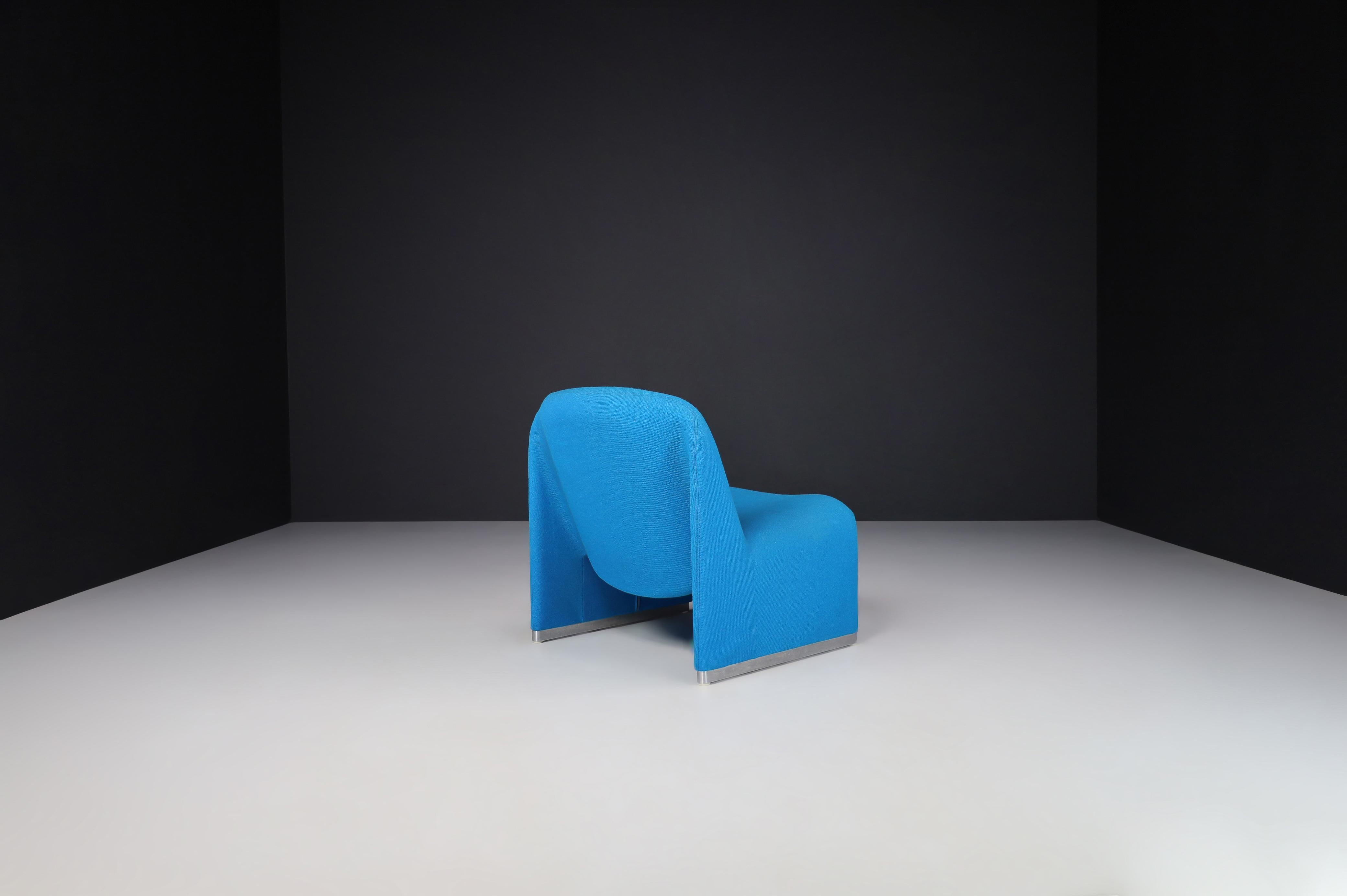 Giancarlo Piretti Alky Chairs in Original Blue Upholstery, Italy 1969 2