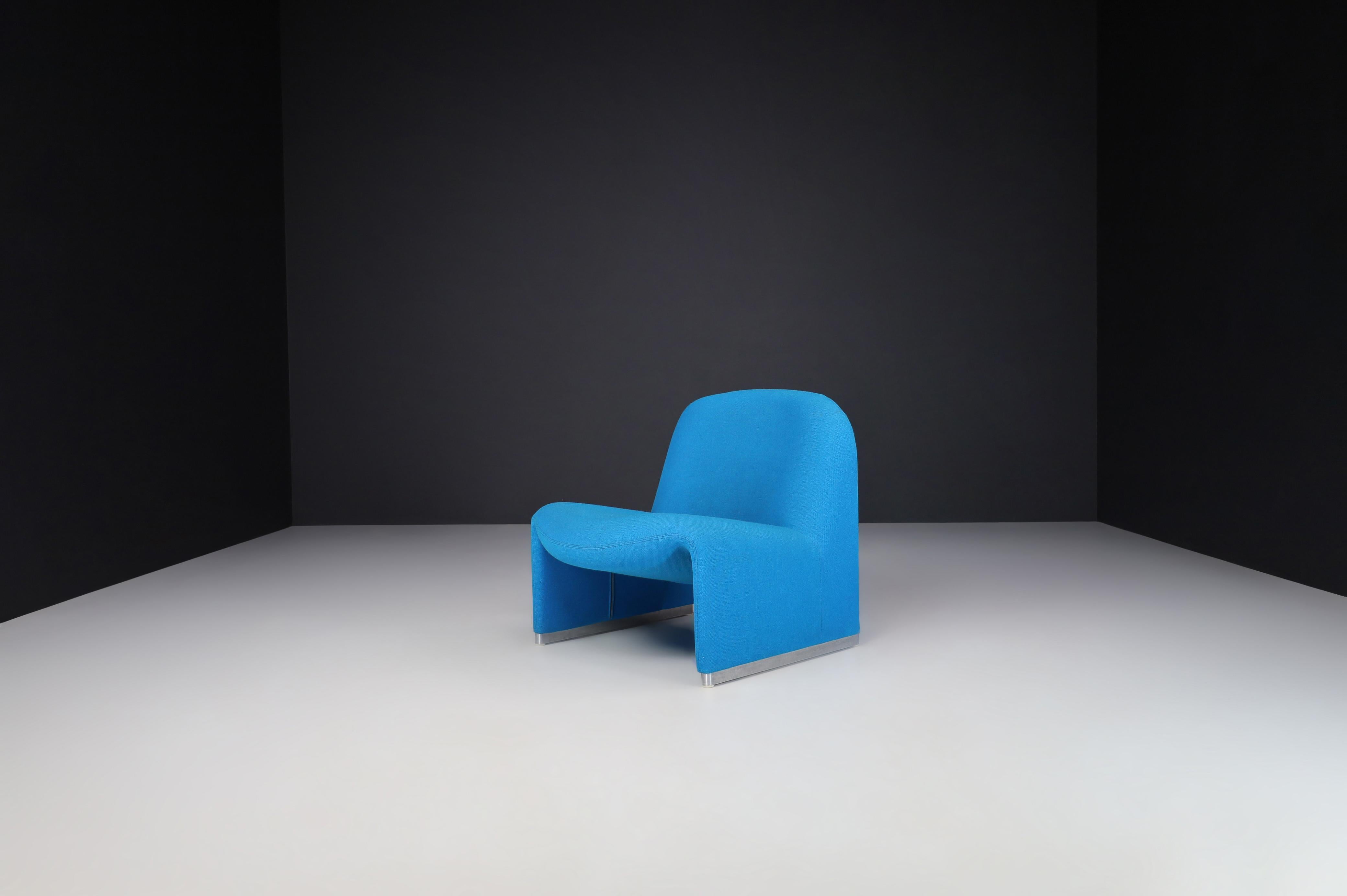 Giancarlo Piretti Alky Chairs in Original Blue Upholstery, Italy 1969 1