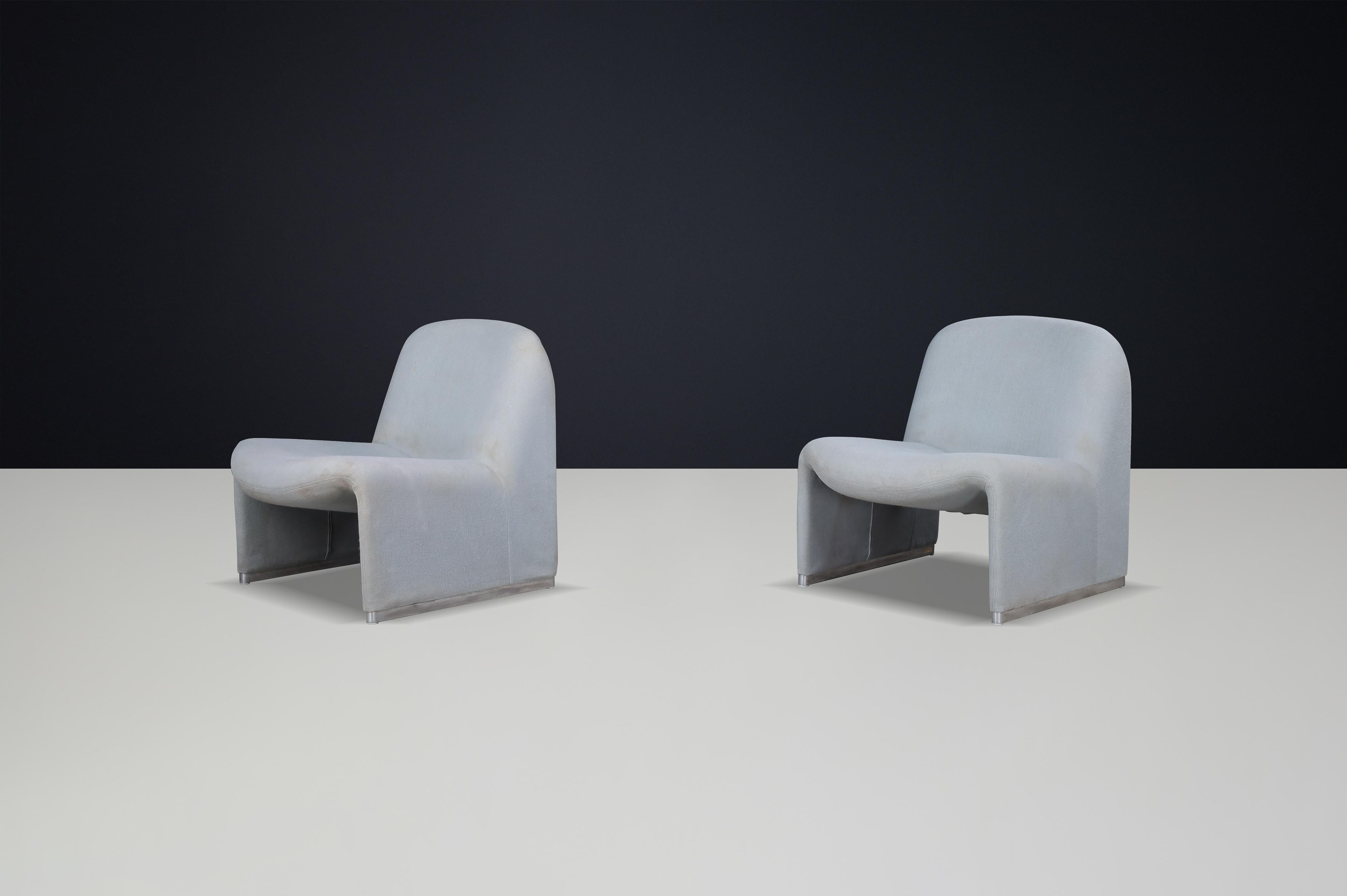 Metal Giancarlo Piretti Alky Chairs with Original Upholstery, Italy, 1969 For Sale