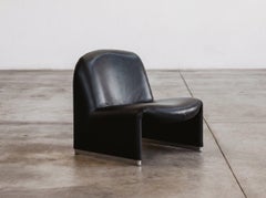 Giancarlo Piretti "Alky" Lounge Chair for Anonima Castelli, Black Leather, 1970