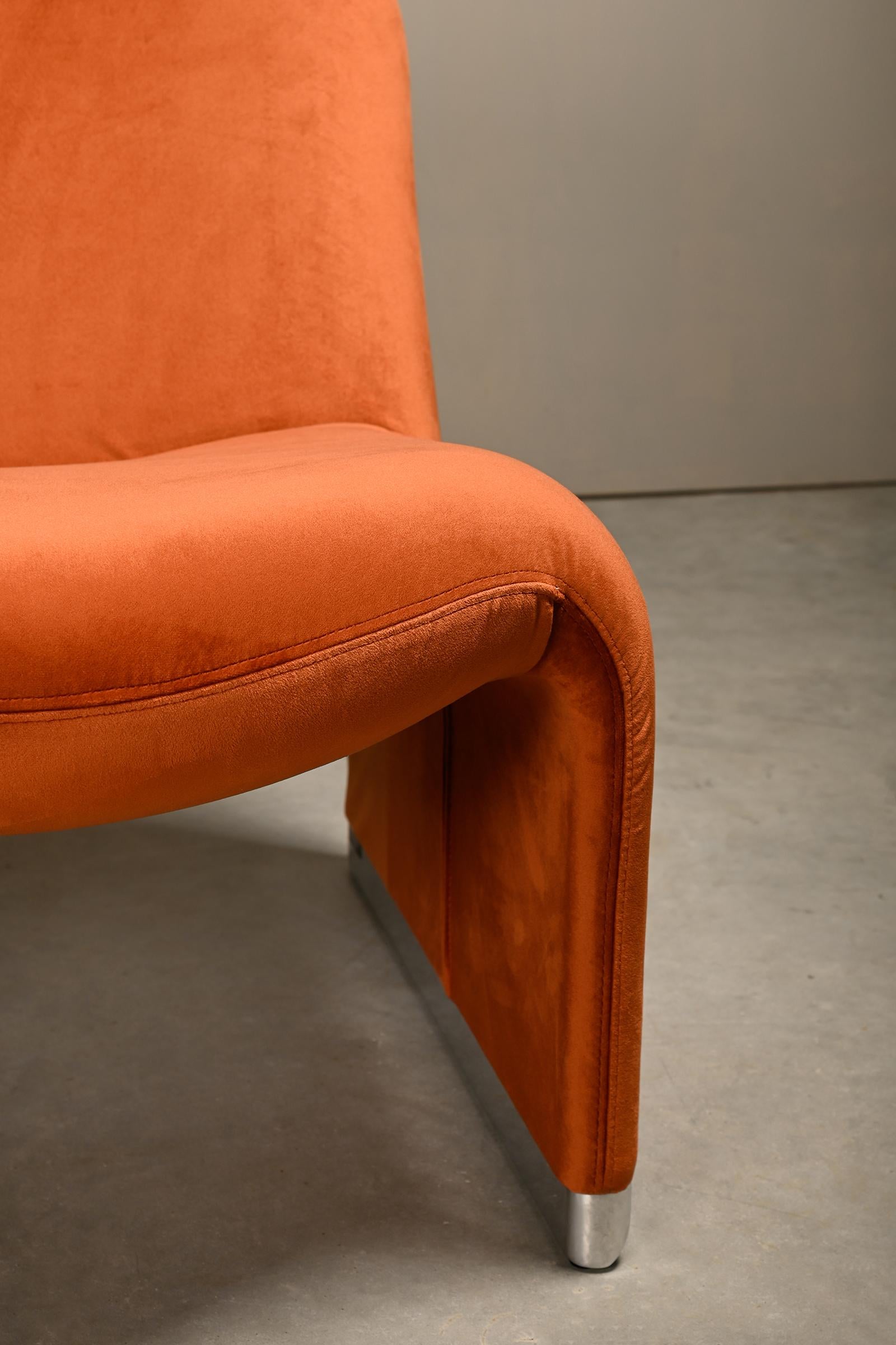 Giancarlo Piretti Alky Lounge Chair in Autumn Velvet for Anonima Castelli, Italy For Sale 5