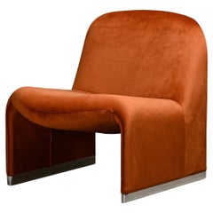 Giancarlo Piretti Alky Lounge Chair aus Herbstsamt für Anonima Castelli, Italien