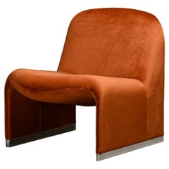 Giancarlo Piretti Alky Lounge Chair in velluto autunnale per Anonima Castelli, Italia