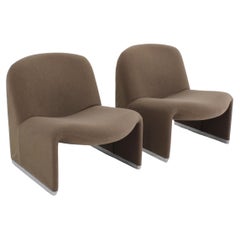 Giancarlo Piretti Alky Lounge Chair in Brown Fabric for Anonima Castelli