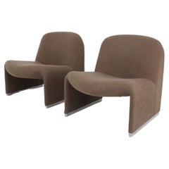 Giancarlo Piretti Alky Lounge Chair in Brown Fabric for Anonima Castelli