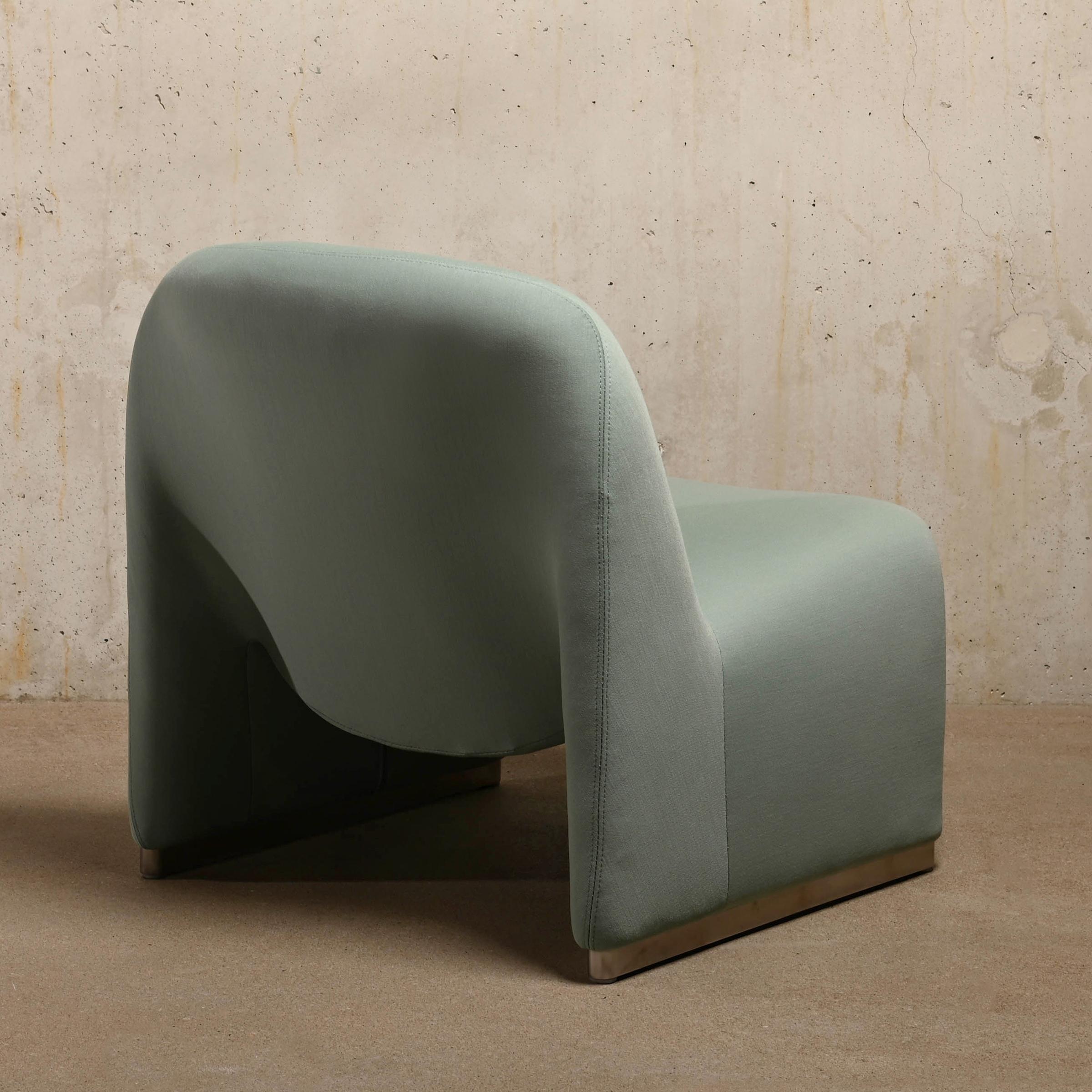 Steel Giancarlo Piretti Alky Lounge Chair in Green Kvadrat Fabric, Artifort