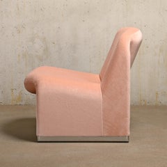 Giancarlo Piretti Alky Lounge Chair in Pink Velvet Fabric for Anonima Castelli