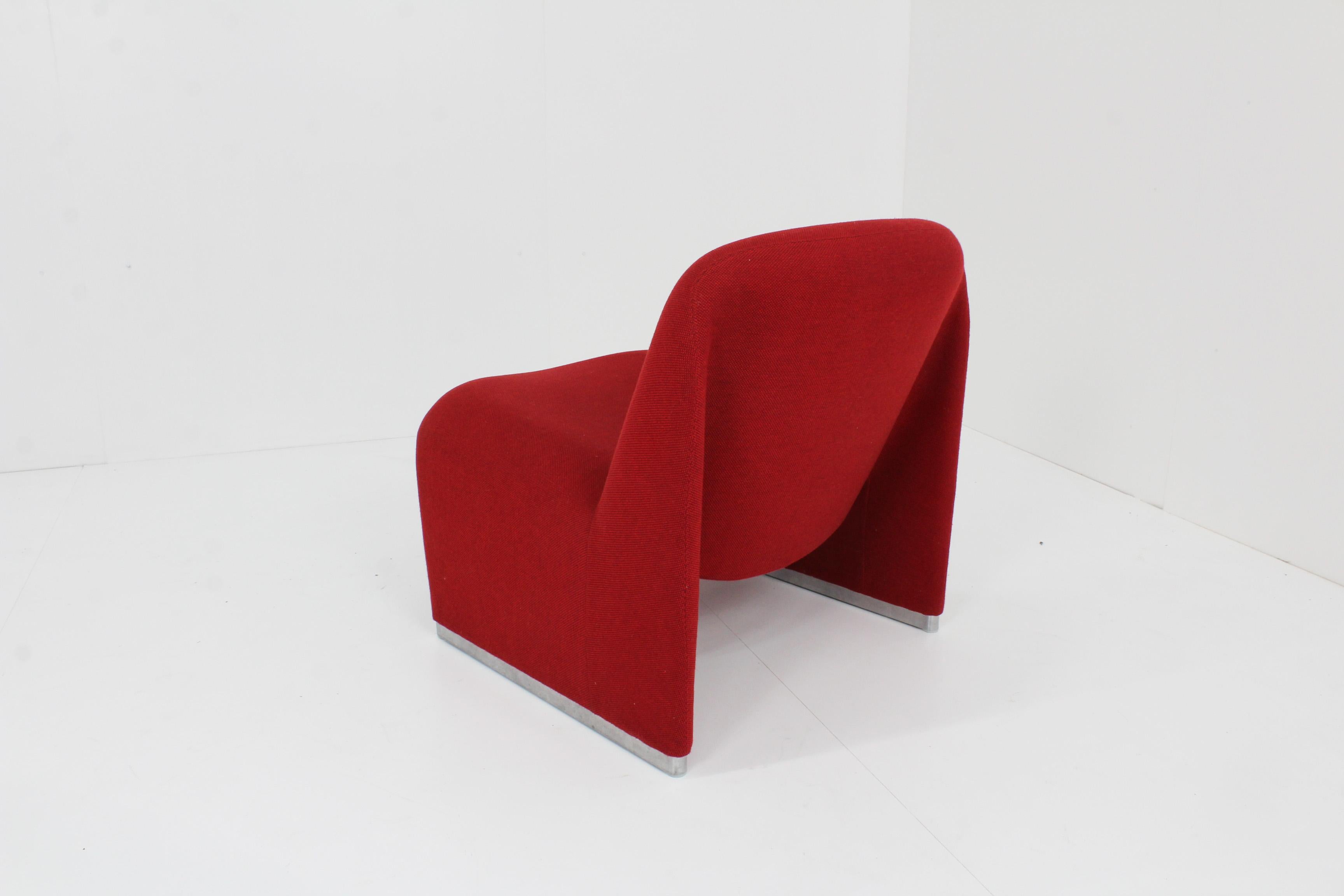 Giancarlo Piretti Alky Lounge Chair in Red / Magenta Fabric for Anonima Castelli 5