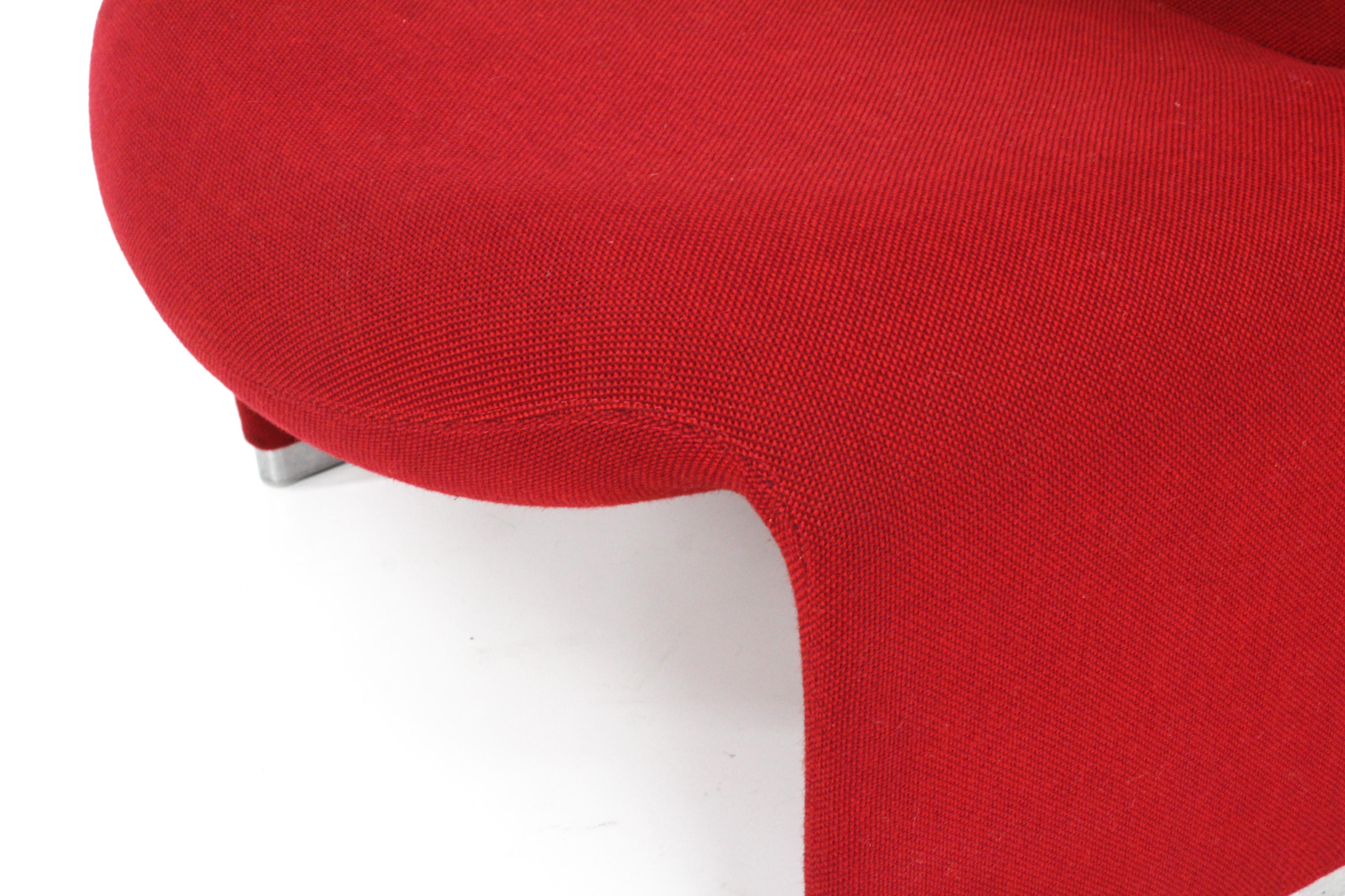 Italian Giancarlo Piretti Alky Lounge Chair in Red / Magenta Fabric for Anonima Castelli