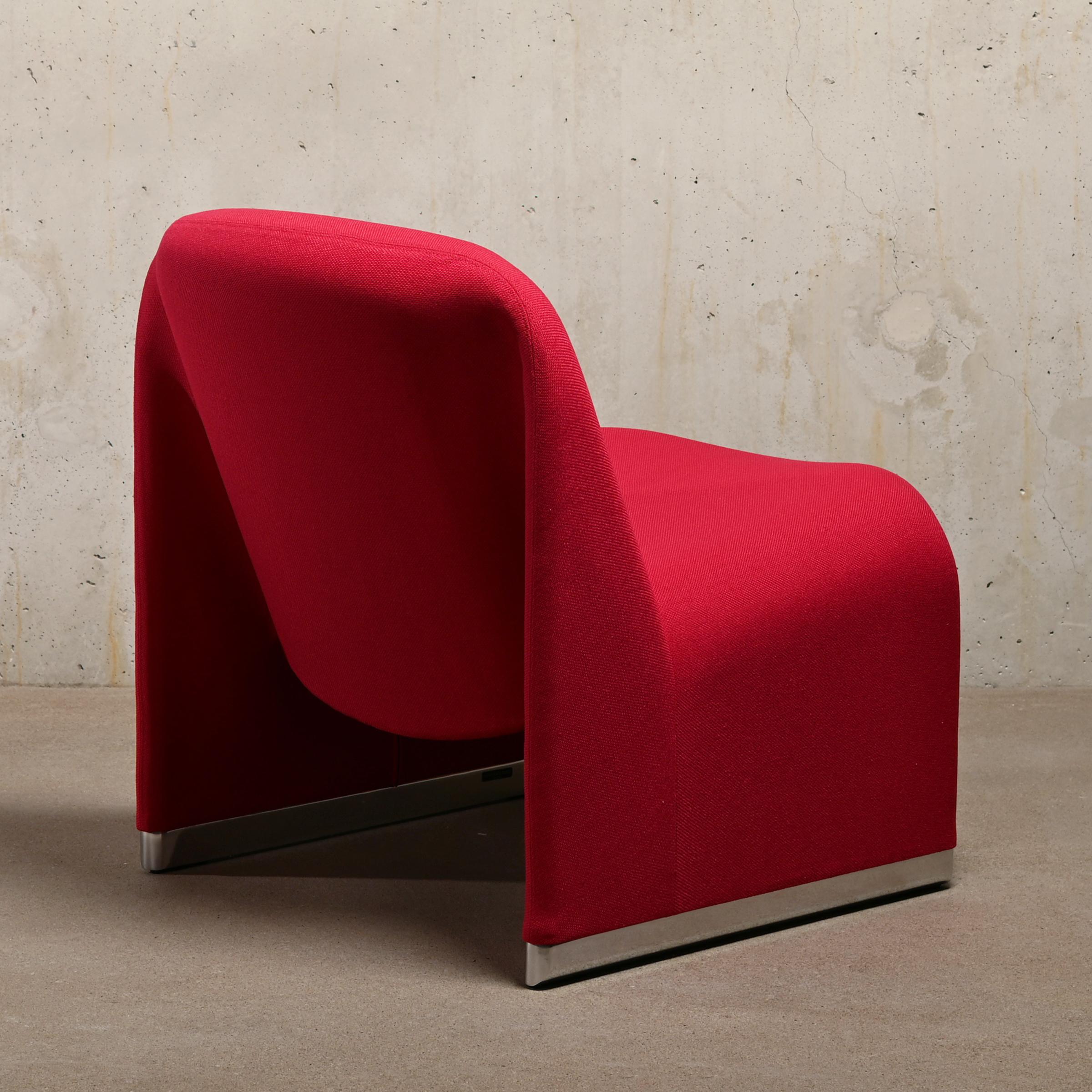 Italian Giancarlo Piretti Alky Lounge Chair in Red / Magenta Fabric for Anonima Castelli