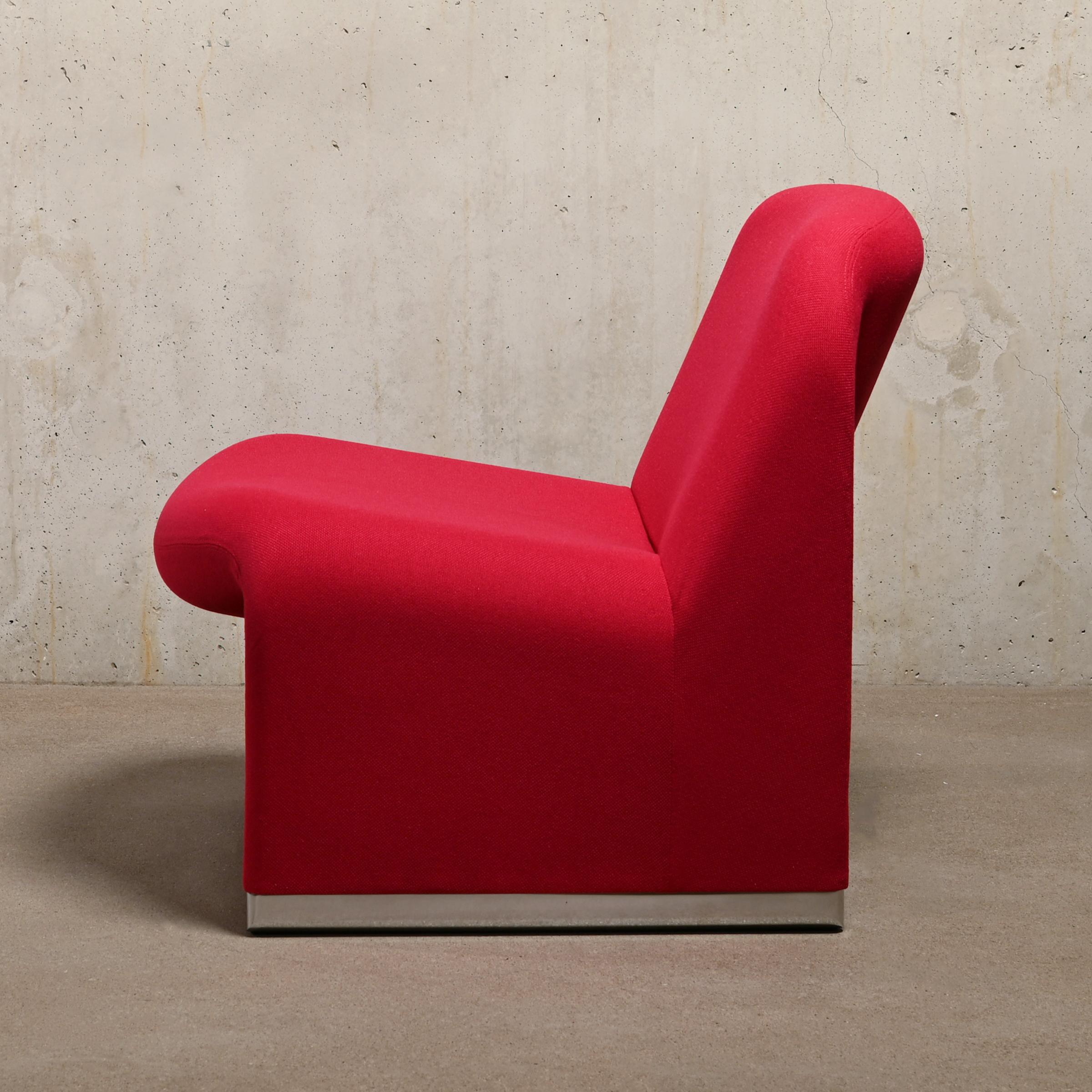 Metal Giancarlo Piretti Alky Lounge Chair in Red / Magenta Fabric for Anonima Castelli