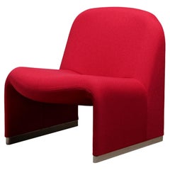 Giancarlo Piretti Alky Lounge Chair in Red / Magenta Fabric for Anonima Castelli
