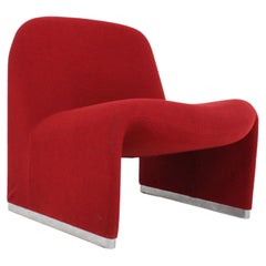 Giancarlo Piretti Alky Lounge Chair in Red / Magenta Fabric for Anonima Castelli