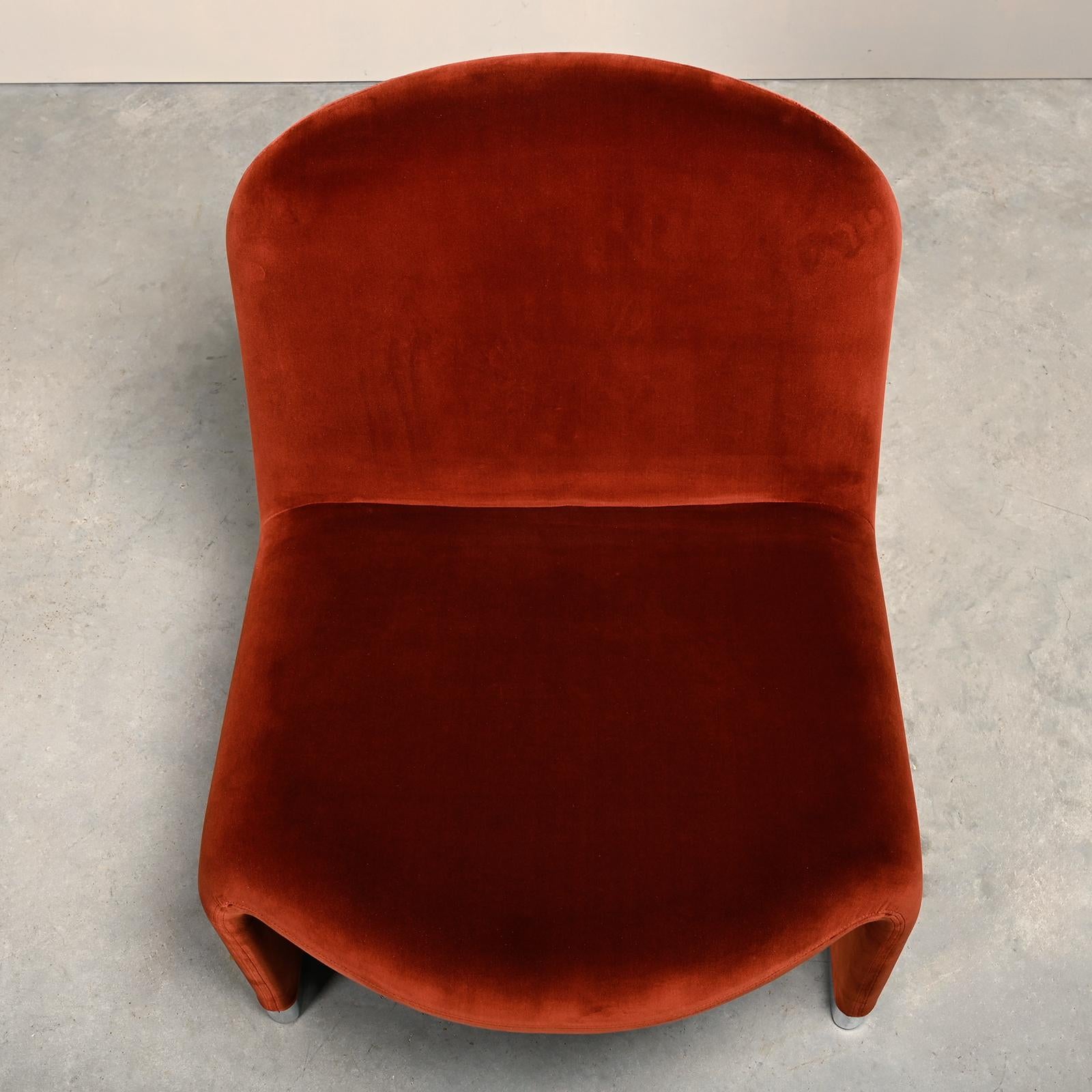 Giancarlo Piretti Alky Lounge Chair in Rust Velvet for Anonima Castelli, Italy in vendita 3