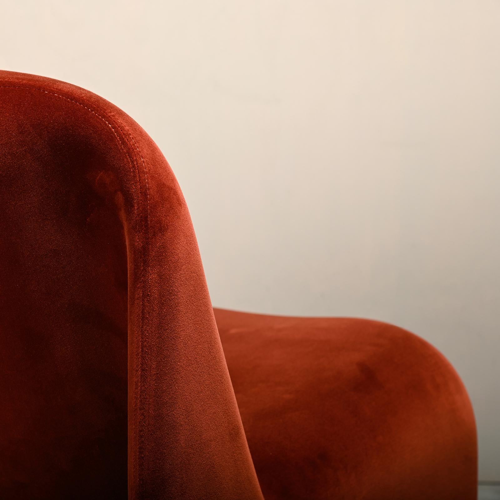 Giancarlo Piretti Alky Lounge Chair in Rust Velvet for Anonima Castelli, Italy in vendita 5
