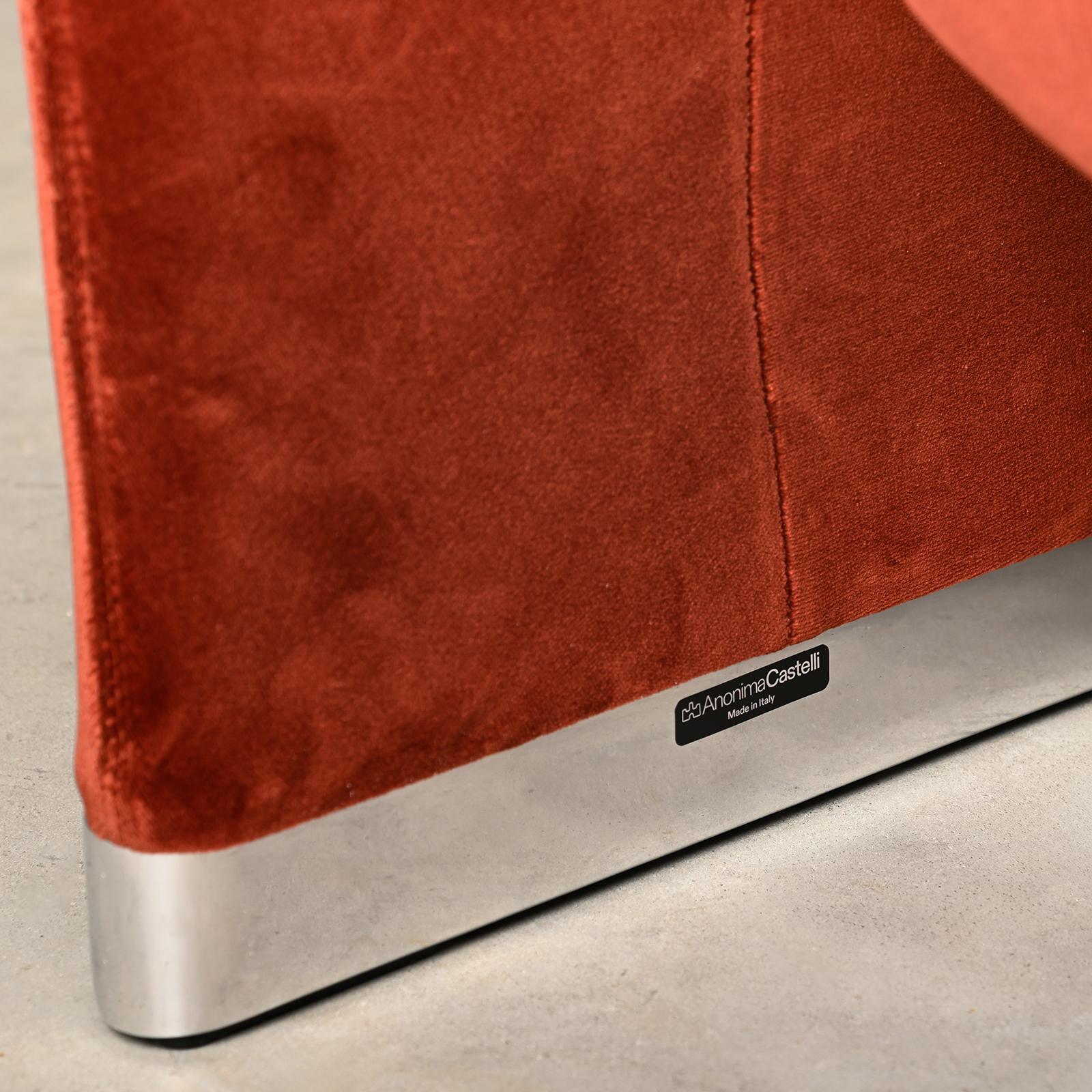 Giancarlo Piretti Alky Lounge Chair in Rust Velvet for Anonima Castelli, Italy in vendita 7