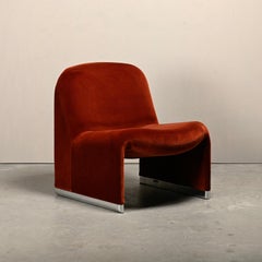 Giancarlo Piretti Alky Lounge Chair in Rust Velvet for Anonima Castelli, Italy