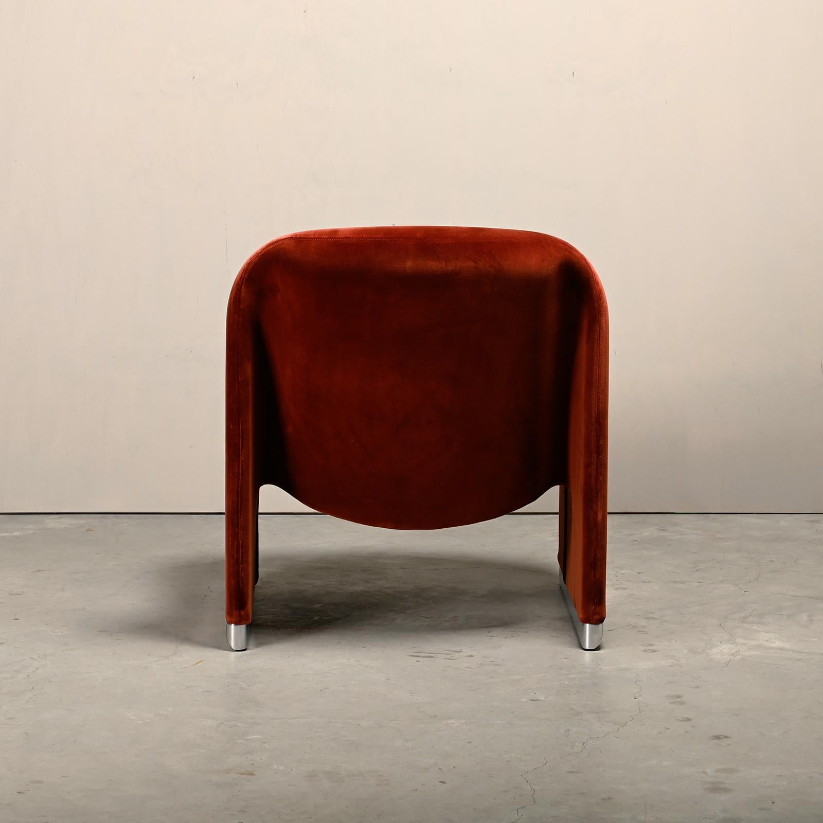Metà XX secolo Giancarlo Piretti Alky Lounge Chair in Rust Velvet for Anonima Castelli, Italy in vendita