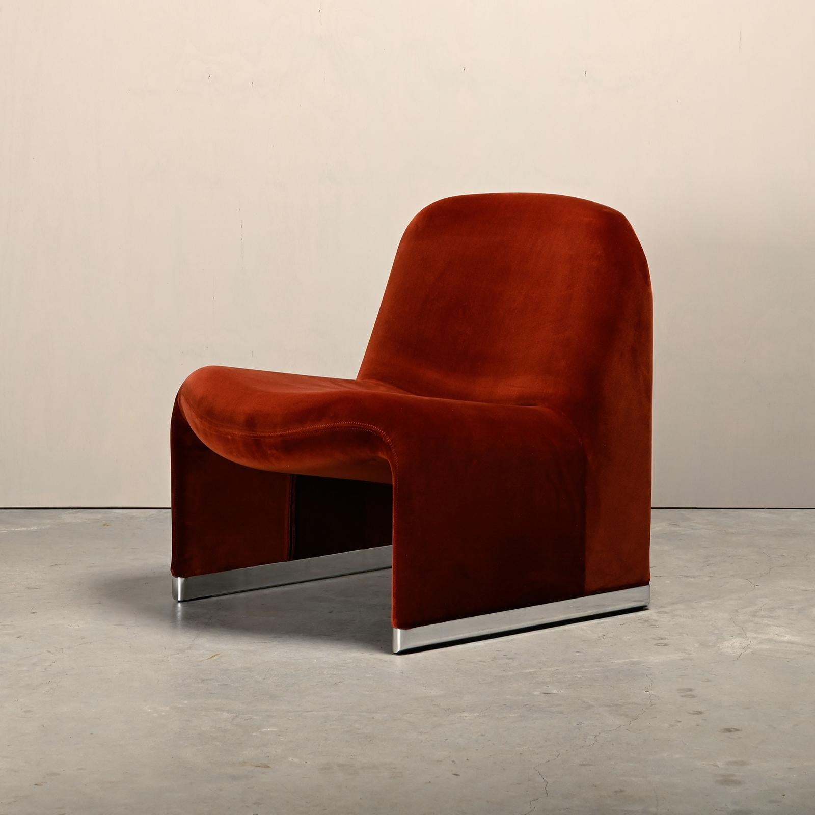 Giancarlo Piretti Alky Lounge Chair in Rust Velvet for Anonima Castelli, Italy in vendita 2