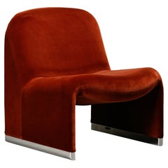 Giancarlo Piretti Alky Lounge Chair in Rust Velvet for Anonima Castelli, Italy