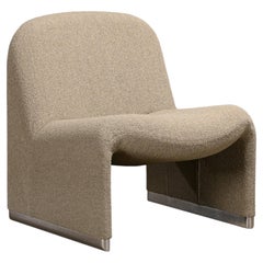 Giancarlo Piretti Alky Lounge Chair in lana bouclé grigio pietra, Anonima Castelli