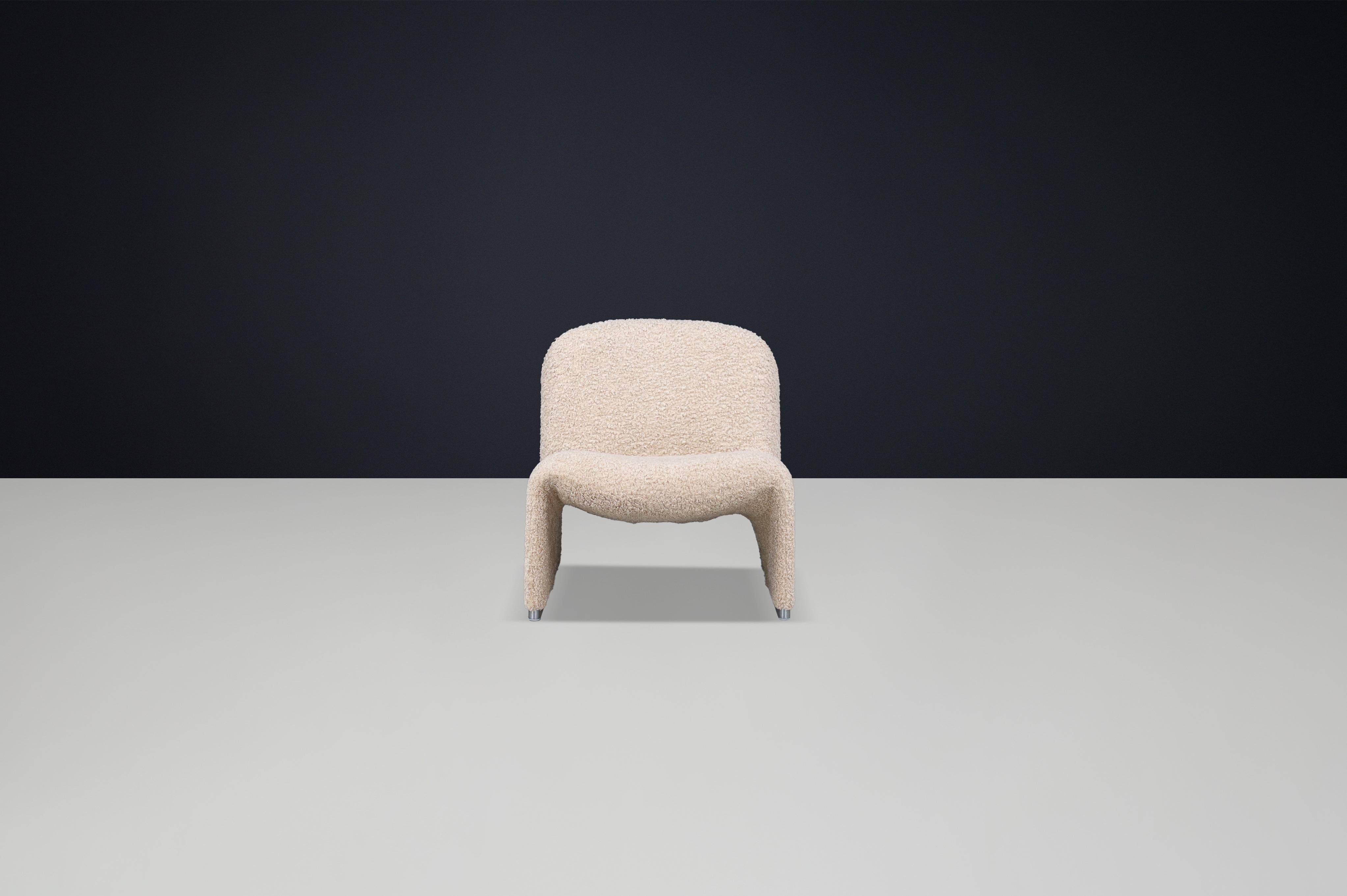 Giancarlo Piretti: Alky Loungesessel mit Teddy-Polsterung, Italien, 1970er Jahre im Angebot 1