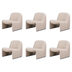 Giancarlo Piretti “Alky” Lounge Chair in Teddy Upholstery, Italy, 1970s