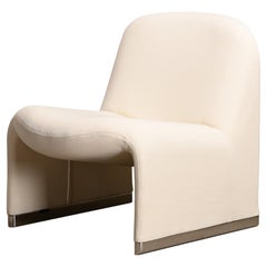 Giancarlo Piretti Alky Lounge Chair in White Fabric for Anonima Castelli
