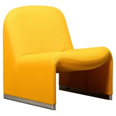 Giancarlo Piretti Alky Lounge Chair in Yellow Fabric for Anonima Castelli