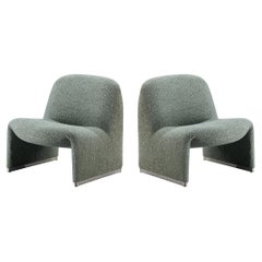 Giancarlo Piretti ‘Alky’ Lounge Chairs in Mint Green Fabric
